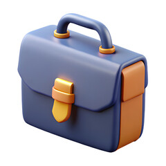 Stylized 3d illustration of a blue and orange briefcase on a black background