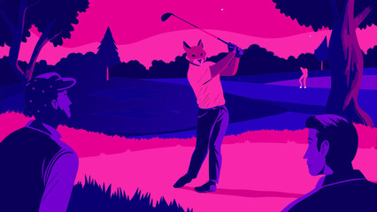 Classic Portrait of a Golfer's Poised Stance Before a Shot