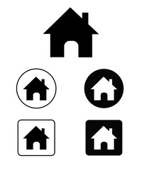 Home icon set | Rounded and circular icon with black and white shape 
