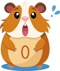Obraz premium Cartoon guinea pig with a surprised expression and number zero on its belly design