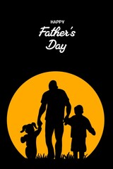 Happy Father's Day - Father and Son Silhouette, suitable for greeting cards, posters, banners, social media posts and other promotional materials to celebrate Father's Day.