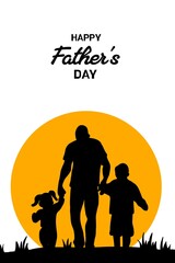 Happy Father's Day - Father and Son Silhouette, suitable for greeting cards, posters, banners, social media posts and other promotional materials to celebrate Father's Day.