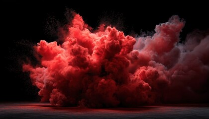 Fototapeta premium Realistic Red Smoke Burst And Steam Explosion Special Effect: Creating A Column Of Fire Fog Or Mist With Authenticity.