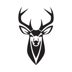 Naklejka premium Stylized black and white silhouette of a majestic stag head