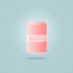 Illustration vector graphic of soda can isolated on blue background.