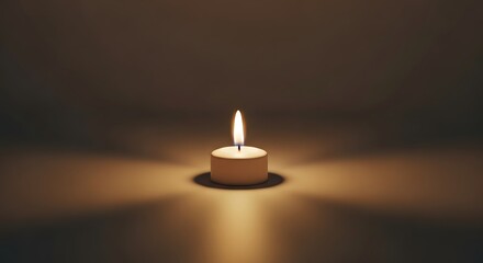 Lit candle flame isolated on brown background minimalist studio shot