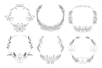 Hand Drawn Rustic Flower Wreath