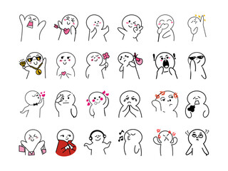 Cute Funny Doodle Meme Vector Set