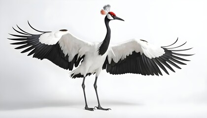 Obraz premium Elegant crane dance in studio wildlife photography minimalist setting close-up perspective
