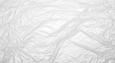 White plastic sheet crumpled and wrinkled filling the frame