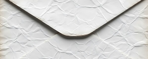 Wrinkled white envelope closeup shows texture lines and shadows