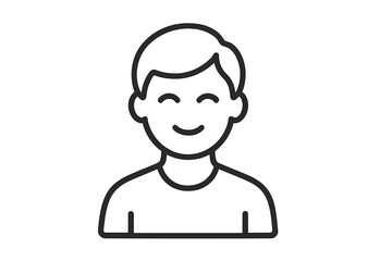 User icon vector line art. Man profile symbol & avatar pictogram. Simple person head for web design, app UI UX graphic. Male character, member, client or customer illustration.