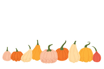 Set of pumpkins of different colors