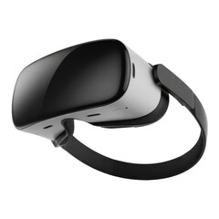 Fototapeta premium White and black virtual reality headset with dark gray strap isolated on a transparent background goggles