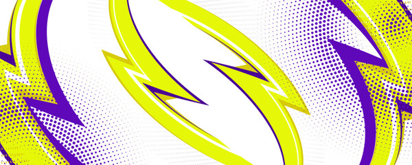 Abstract sports banner with modern yellow and blue lightning shape.