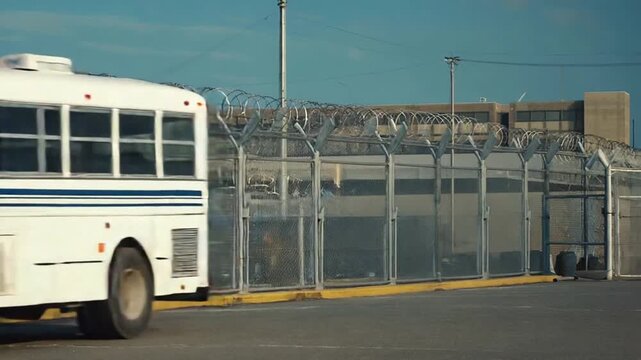 Prison bus in prison.