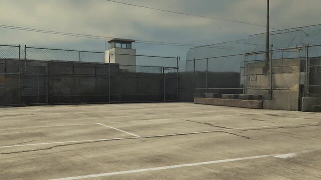 Prison bus in prison.