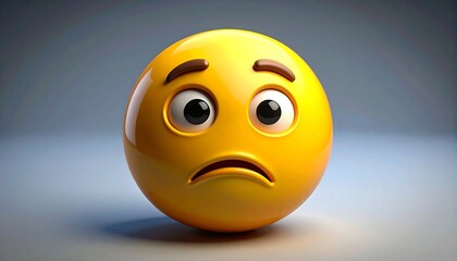 Fototapeta premium 3D Yellow Emoji Worried or Concerned Face Expression with Studio Shot, and Modern Design.