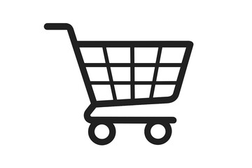 Shopping cart icon vector. E-commerce symbol for online store. Simple linear trolley pictogram for web design. Minimalist retail basket sign for checkout. Buy, order concept.