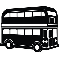 double decker bus vector icon on white background