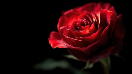 Fototapeta premium Red rose soft focus on black background.