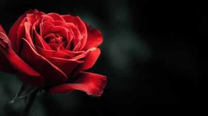 Fototapeta premium Red rose soft focus on black background.