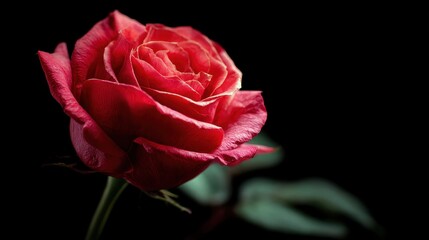 Fototapeta premium Red rose soft focus on black background.