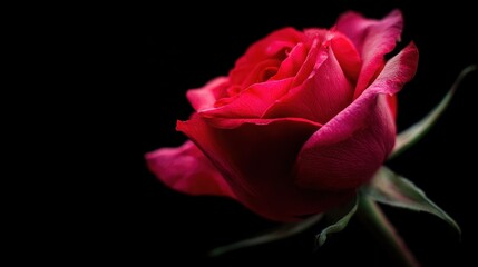 Red rose soft focus on black background.