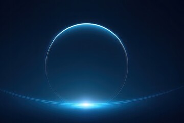 Obraz premium A glowing blue sphere with a bright light at its base against a dark background