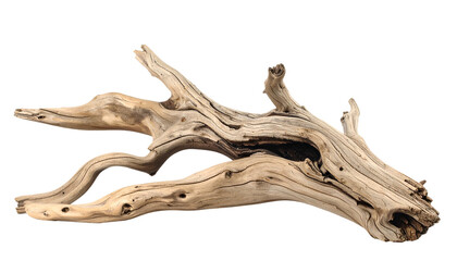 Fototapeta premium Weathered driftwood isolated on black background. Organic texture, natural wood