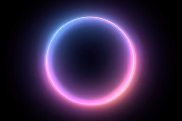 Glowing ring of neon light against a deep black backdrop