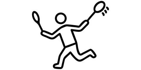 A vector illustration of a silhouette logo of a tennis player in sport competition running to hit the ball