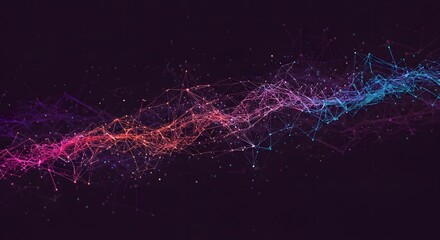 Abstract digital art piece featuring a network of connected points with a gradient of colors.