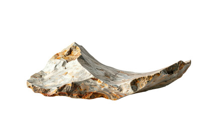 Ancient stone artifact, flaked edges, detailed texture, isolated on black