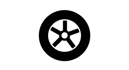Fototapeta premium Black and white illustration of a car wheel with a five-spoke design.