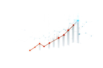 Abstract digital representation of financial market growth with upward trending bars and lines on black background