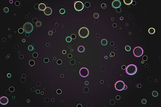 Abstract Dark Background Featuring Colorful Circle Shapes and Round Transparent Elements