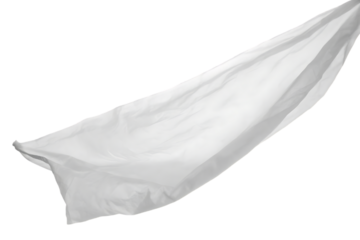 A flowing white fabric draped and billowing against a stark black background creating a sense of movement