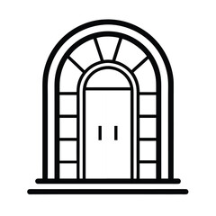 Doorway Outline Icon – Minimal Entrance Architecture Vector Symbol on White Background