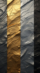 Elegant metallic textures in silver, gold, and black create a luxurious background