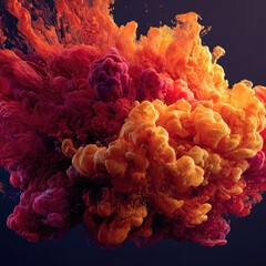 Colorful abstract explosion of pigment in dark space