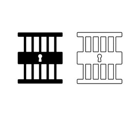 Jail prison bars icon vector, Security, Lock, Detention, Crime symbol
