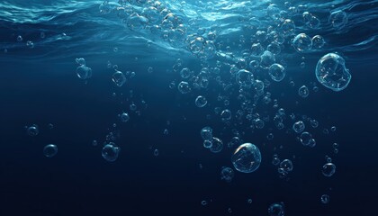 Realistic Depiction Of Underwater Air Bubbles In Fizzy Drinks And Sparkling Beverages In Ocean, Sea, Or Aquarium Setting