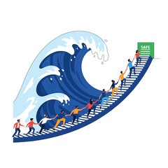 Human Chain Escaping Tsunami Wave Towards Safety A Metaphor for Collaborative Crisis Management and Mutual Aid