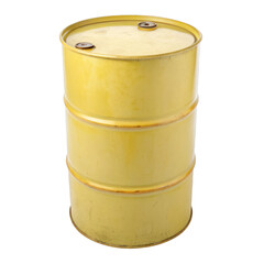 Watercolor Yellow Metal Drum barrel steel isolated on a transparent background