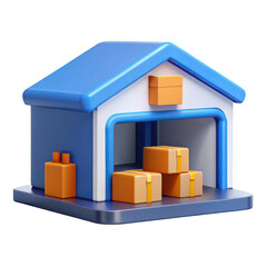 3d warehouse with boxes isolated on transparent background