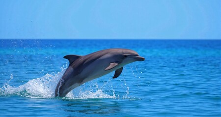 Fototapeta premium Dolphin jumping in the ocean
