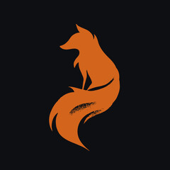 Obraz premium Minimalist fox silhouette on a black background, stylized and elegant design