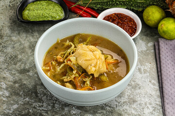 Chinese wonton soup with dumplings