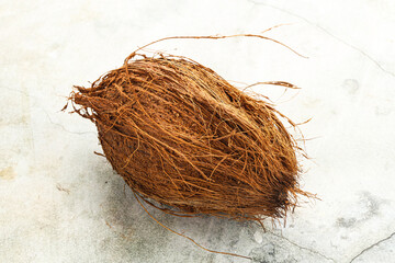 Natural exotic brown hairy coconut